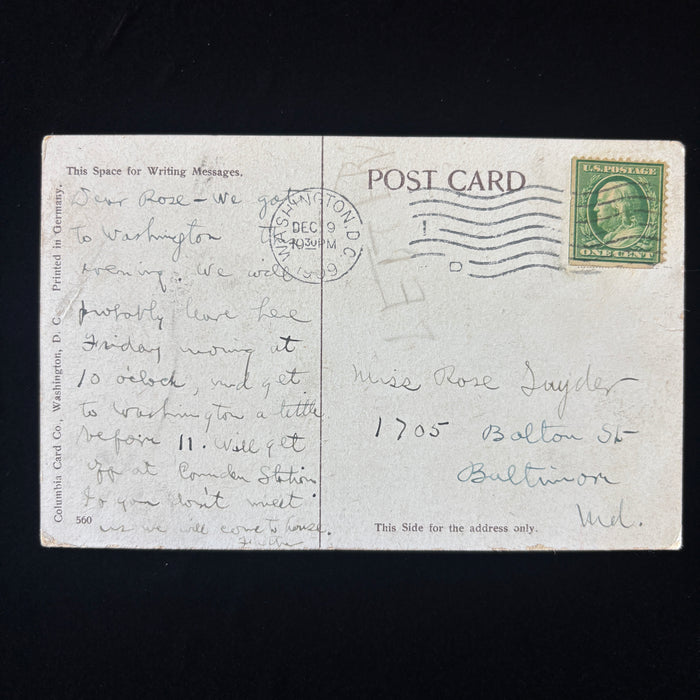 Antique Postcard 1909 Confused Father Camden Station Train Washington Monument