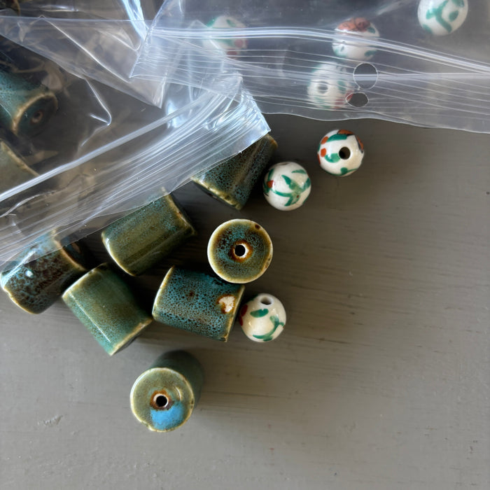 Ceramic Bead Bundle: Butterfly Blue Raku Jewelry Making