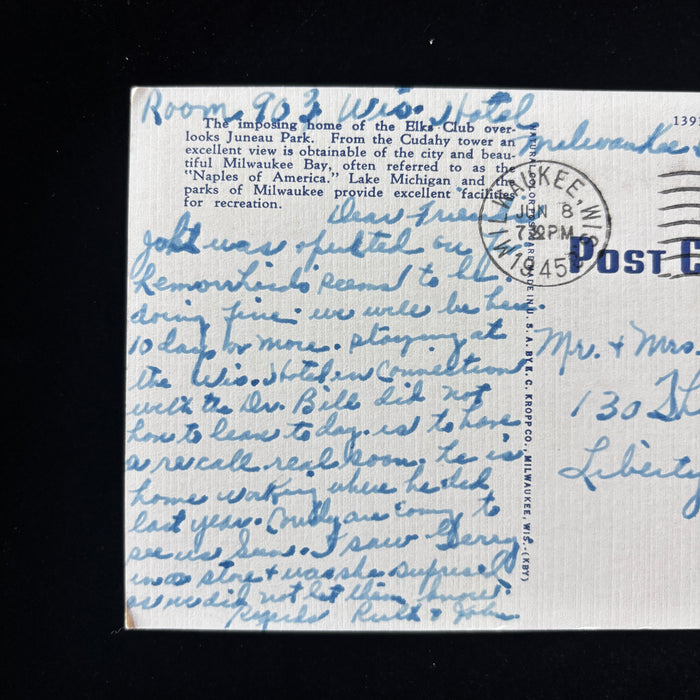 Vintage Postcard 1945 Hemorrhoids Medical History Milwaukee Wisconsin WWII Era