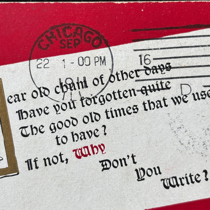 Antique Postcard 1911 Chicago Illinois Comic Relationship Why Don't You Write