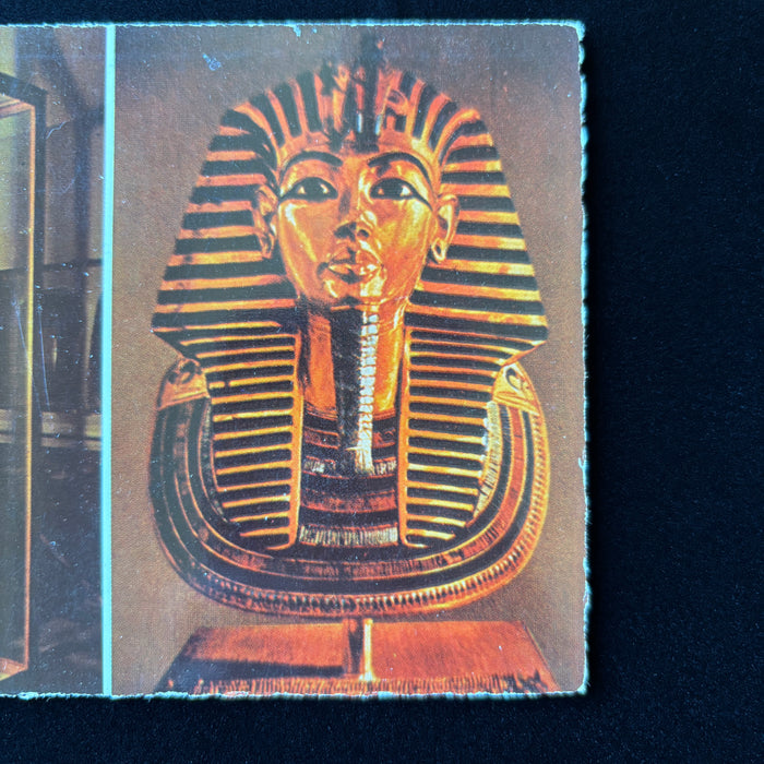 Vintage Postcard Tutmania King Tut Egypt Cairo Museum Gold Death Mask Statue