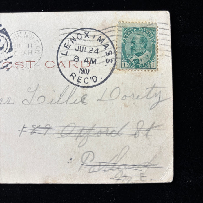 Antique Postcard 1907 NYC Bowery Trolley Horse Cart Manhattan Street Life