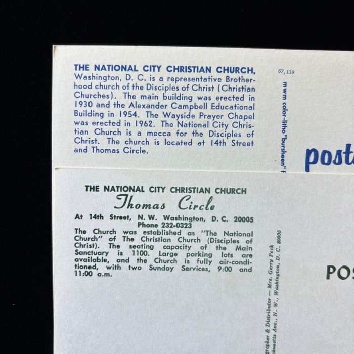 Vintage Postcard Lot Washington DC National City Christian Church Architecture
