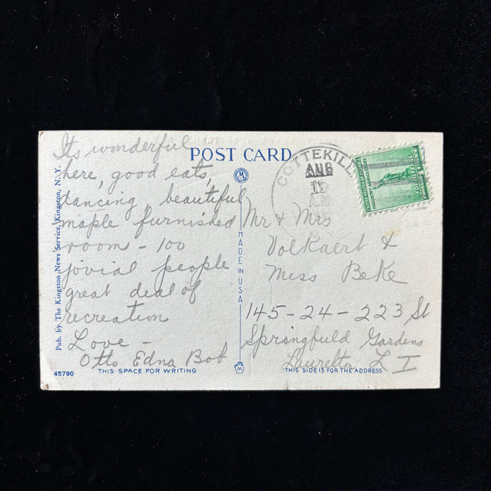 Vintage Postcard 1941 Cottekill NY Forest Scenic Family Resort Vacation Tree Art