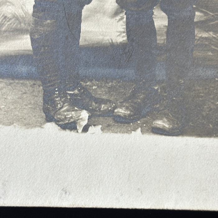 Antique Postcard WWI Soldier Friend Couple RPPC Military Uniform Read Killham