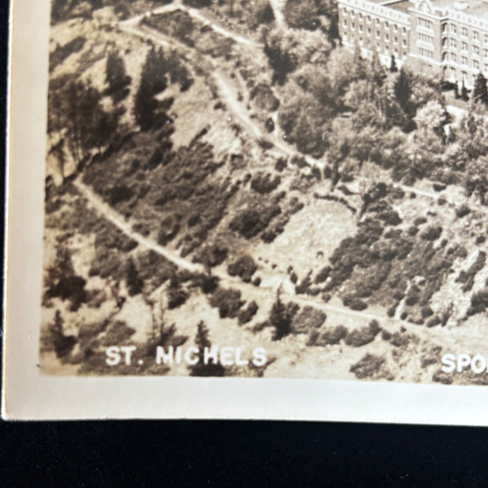 Vintage Postcard RPPC Aerial View St Michels Mission Christian Jesuit Spokane WA