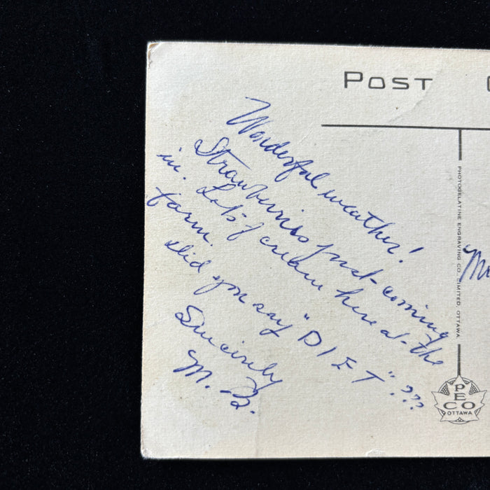 Vintage Postcard 1930s "Strawberry Diet" RPO Stamp Amherst Nova Scotia Post Office