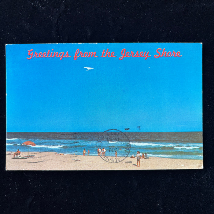 Vintage Postcard 1975 Jersey Shore Beach Kite Flying Race Red Homes Front Cancel