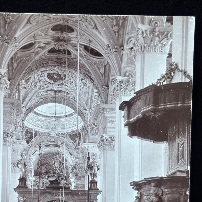 Antique Postcard RPPC Mariazell Basilica Austria Churchgoer Pews Embossed N Kuss