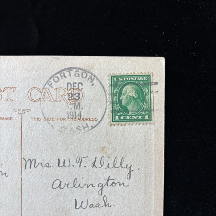 Antique Postcard 1914 Gibson Christmas Gold Ink Fortson Arlington Washington