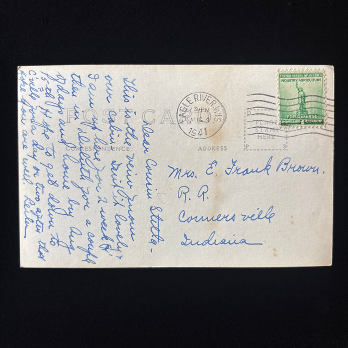 Vintage Postcard1941 RPPC Three Lakes Camp Ground Eagle River Wisconsin Woods