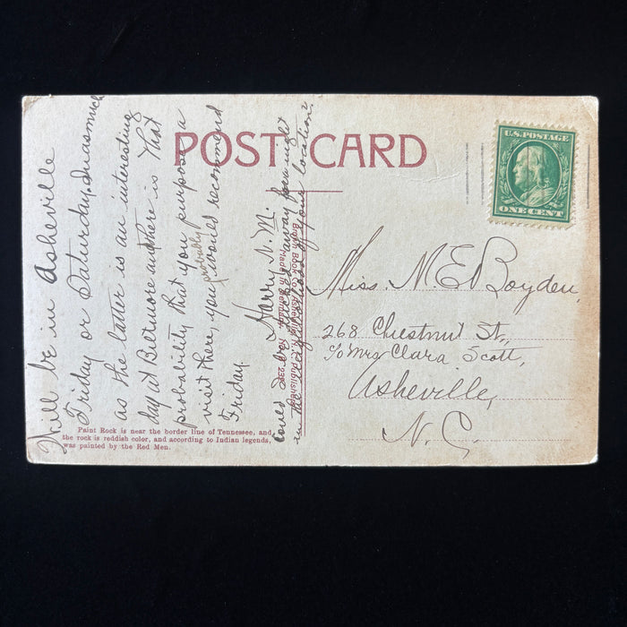 Antique Postcard 1910 Biltmore Travel Coordination Paint Rock Land Sky Asheville NC