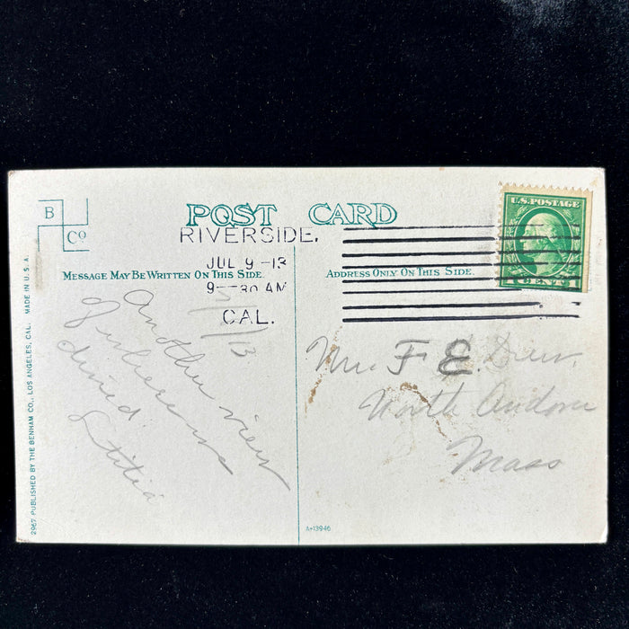 Antique Postcard 1913 Travel Note Glenwood Mission Inn Riverside California