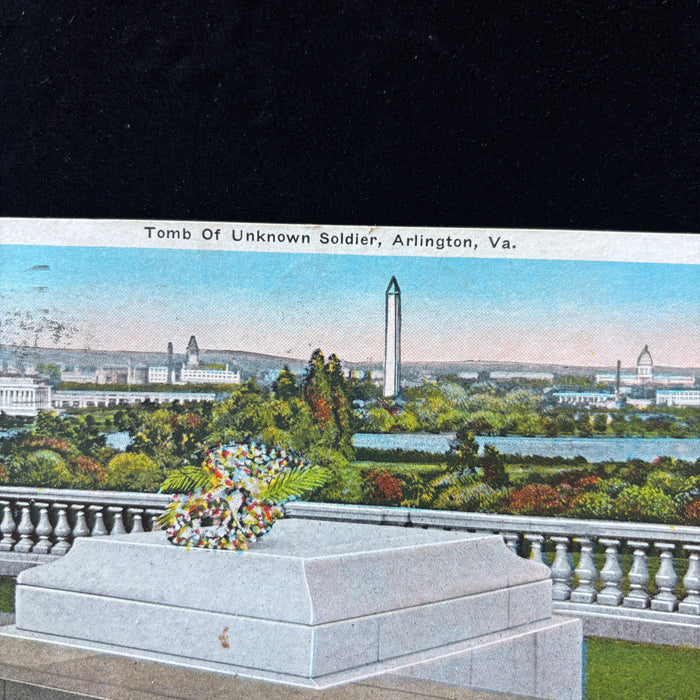 Vintage Postcard 1930 Washington DC Tomb Unknown Soldier Air Mail Saves Time Cancel