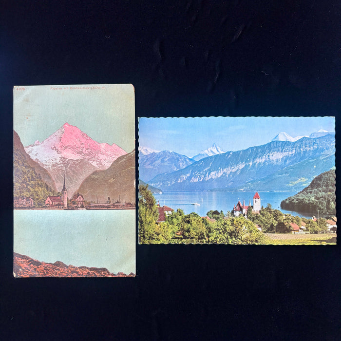 Vintage Postcard Lot Castle Switzerland Bristenstock Fluelen Oberhofen Lake Thun
