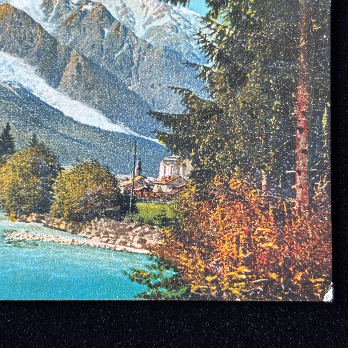 Vintage Postcard 1920s Chamonix Mont Blanc L’Arve River France Snow Mountains