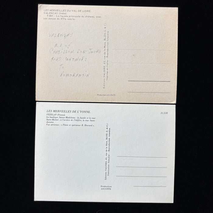 Vintage Postcard Lot French Wonders Valencay Castle Vezelay Abbey Peacock France