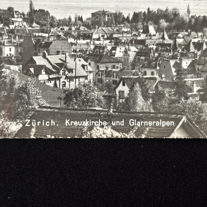Antique Postcard Zurich Kreuzkirche Glarneralpen Switzerland Snow Alps Church