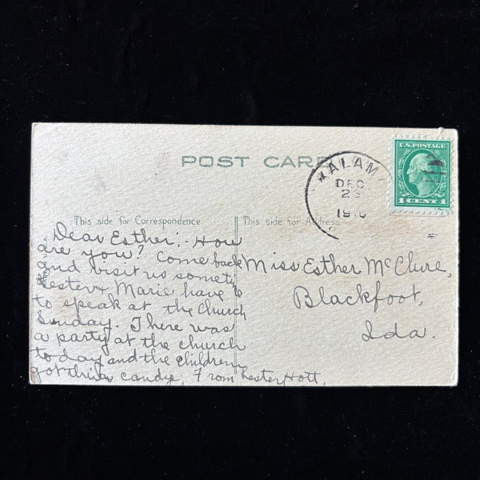Antique Postcard 1910s Church Candy Kalama Washington Christmas Blackfoot ID