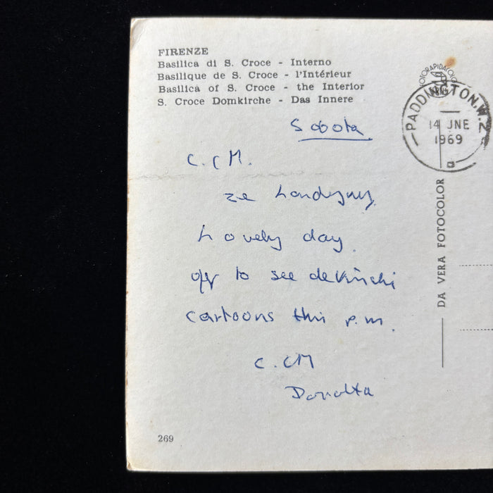 Vintage Postcard 1969 Polish British Santa Croce Da Vinci Dairy Festival Slogan