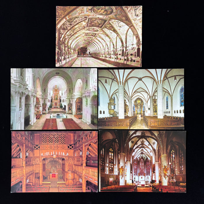 Vintage Postcard 5-Lot Germany Austria Church Interior Palace Hall Architecture