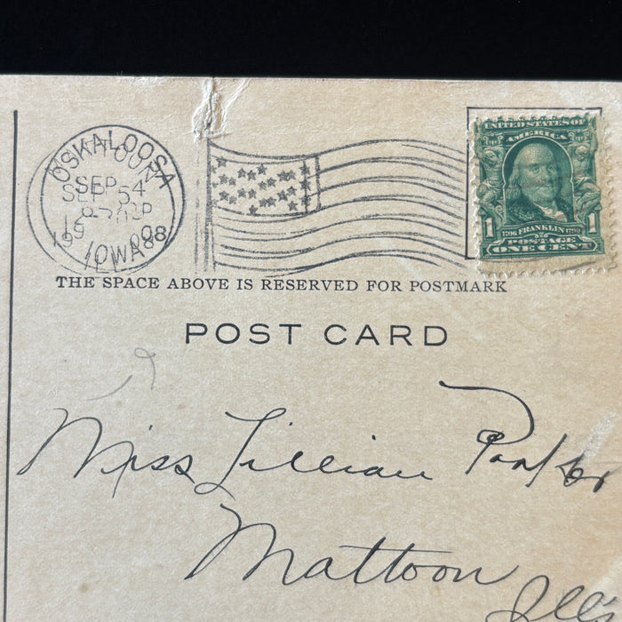 Antique Postcard 1908 Tired Traveler Mahaska County Court House Oskaloosa Iowa