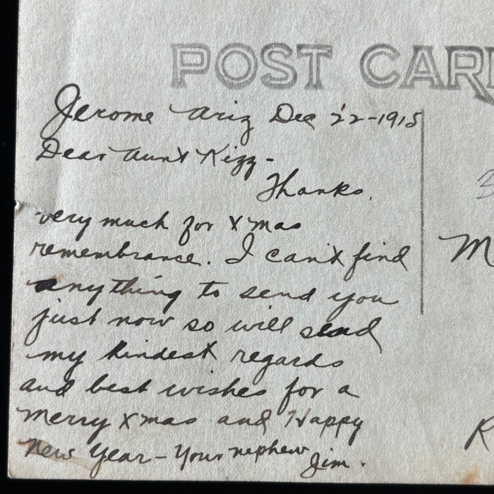 Antique Postcard 1915 RPPC Jerome Arizona Verde River Clarkdale Mining Towns