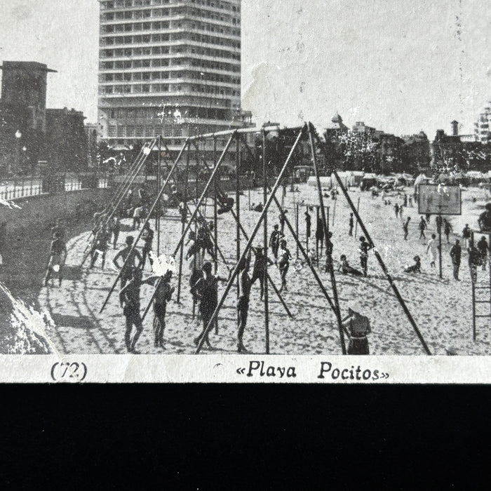 Vintage Postcard 1947 Paris South America Montevideo Uruguay Playa Pocitos Beach