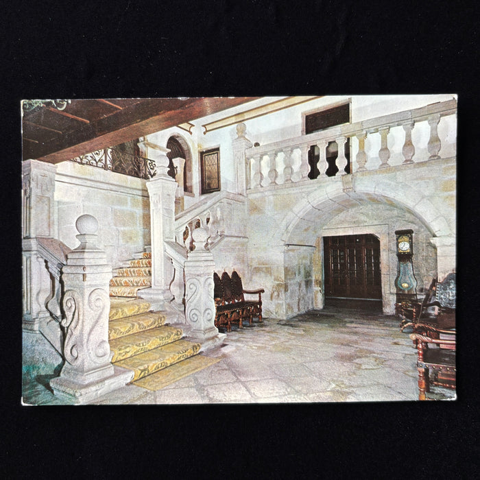Vintage Postcard Spain Pontevedra Parador Nacional Casa Del Baron Staircase Art
