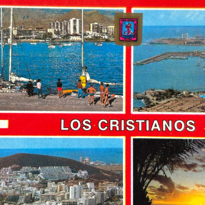 Vintage Postcard Spain Los Cristianos Tenerife Canary Islands Harbor Sunset