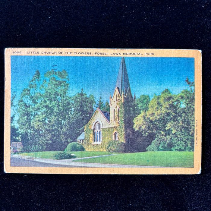 Vintage Postcard 1951 Hollywood Studio Memorabilia Church Flowers Glendale CA