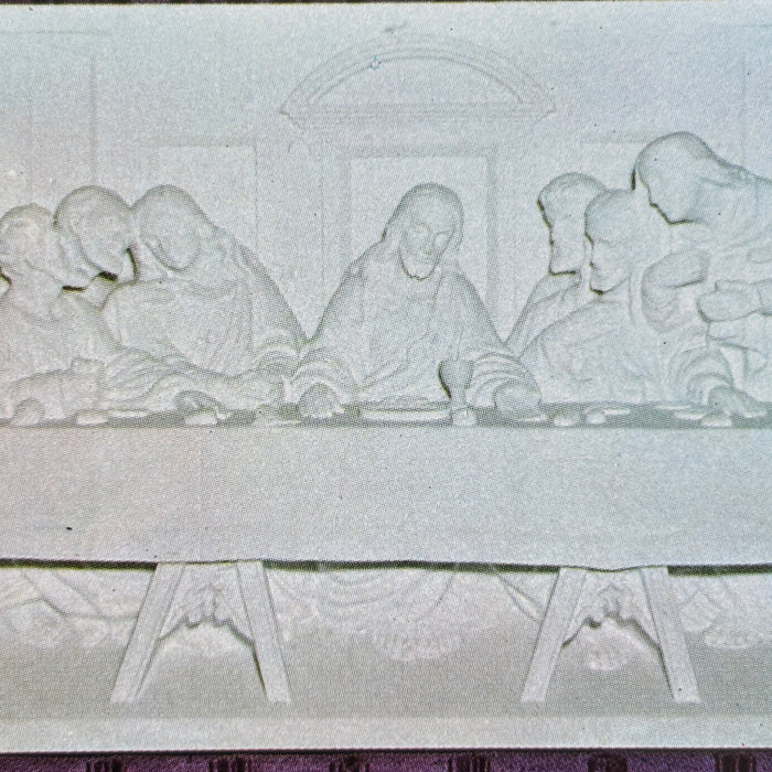 Vintage Postcard Famous Last Supper White Marble Purple Exhibit Proctor Vermont