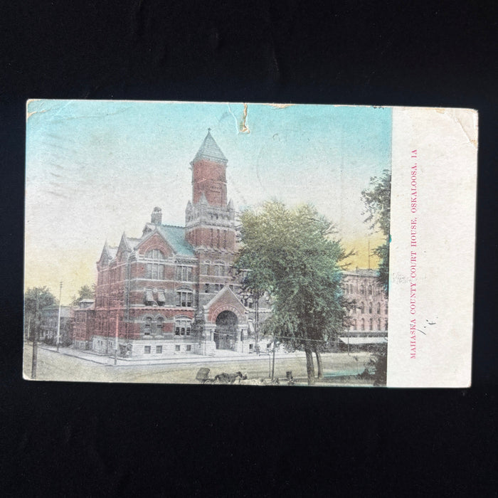 Antique Postcard 1908 Tired Traveler Mahaska County Court House Oskaloosa Iowa