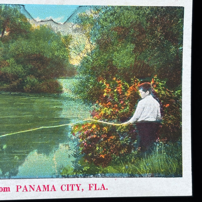Vintage Postcard Lot Fishing Boy Boaters Canoe Classic Cars Panama City Florida