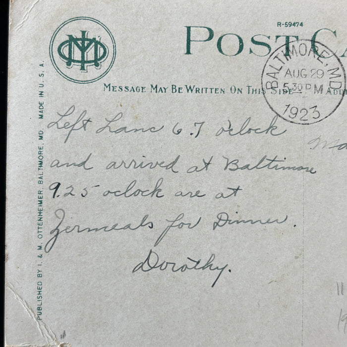 Antique Postcard 1923 RPO Baltimore MD Polytechnic Institute Trolley Cars Social