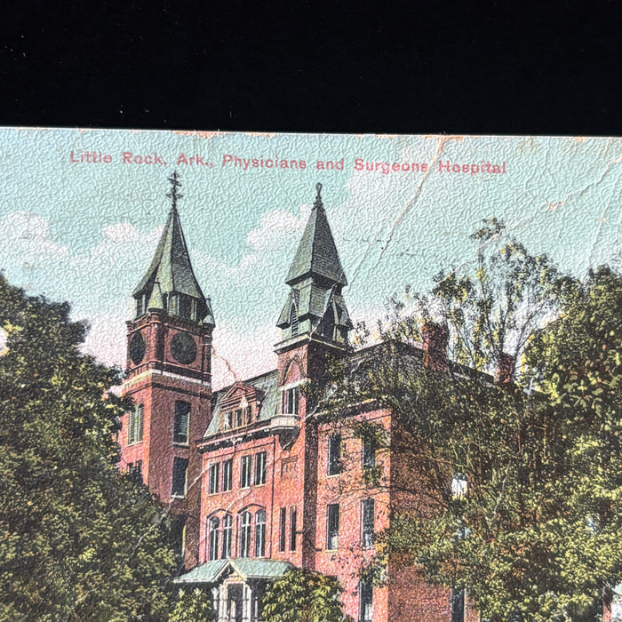 Antique Postcard 1909 Surgery Physician Hospital Little Rock AK Lanes Prairie MO