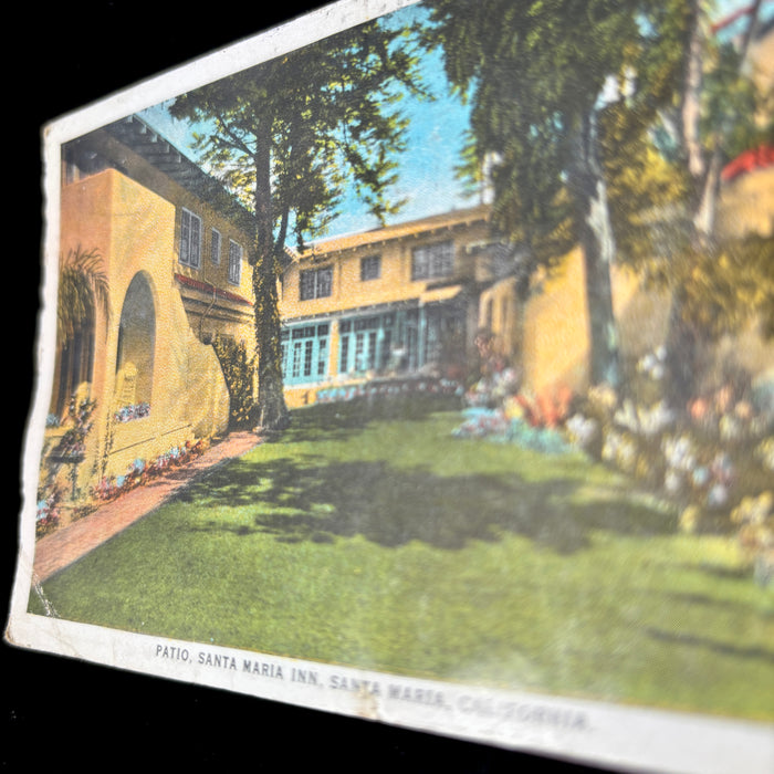 Vintage Postcard 1930 Travel Message Santa Maria Inn California Patio