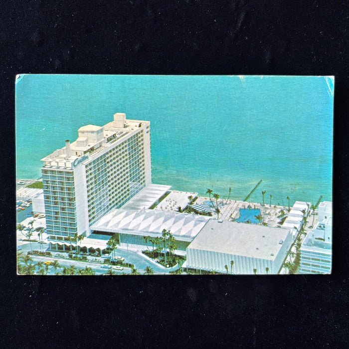Vintage Postcard 1960s Ice Water Carillon Hotel Miami Beach FL MiMo Architecture