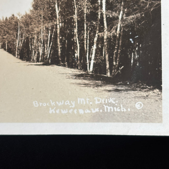 Vintage Postcard RPPC Brockway Mountain Drive Keweenaw Michigan Hwy Road Trees