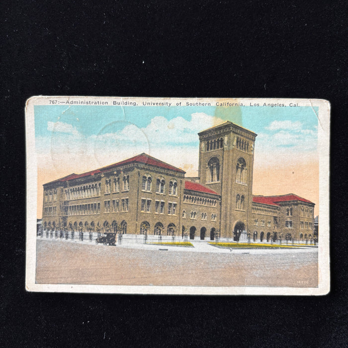 Vintage Postcard 1920s Gift Greetings USC Bovard Admin Bldg Los Angeles CA
