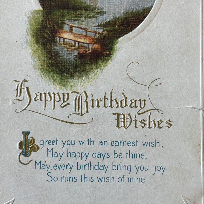Antique Postcard 1910s Sailboat Sunset Happy Birthday Denmark Wisconsin Jensen