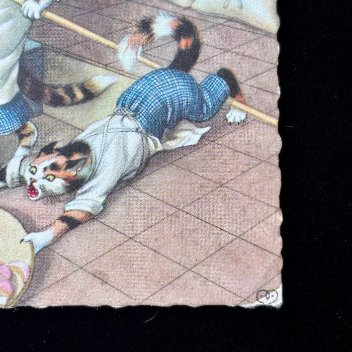 Vintage Postcard Dickie Bird Alfred Mainzer Cat Bakery Kitchen Feline Chef Bread