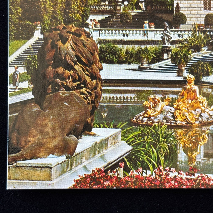 Vintage Postcard King Ludwig Gold Garden Fountain Lion Germany Castle Linderhof