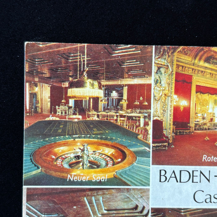 Vintage Postcard Baden Baden Casino Germany Multi View Opulent Gold Interior Bar