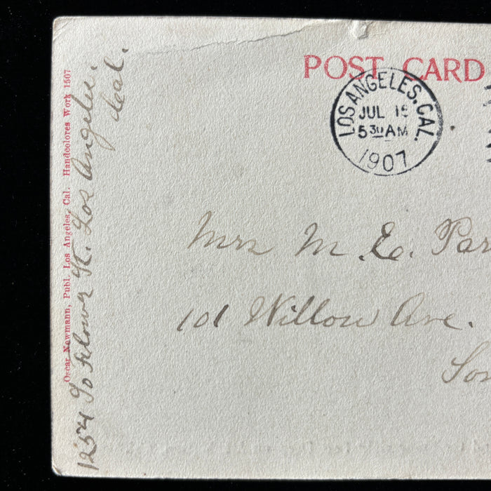 Antique Postcard 1907 Family Invitation McNally Mansion California