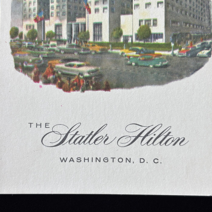 Vintage Postcard Statler Hilton Hotel Architecture Cars 1950s Washington DC