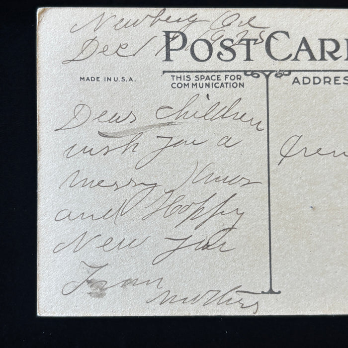 Antique Postcard 1925 Christmas Poinsettia Newburg Oregon New Year Family Gift