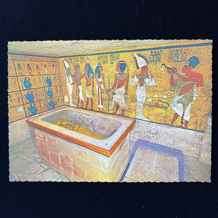 Vintage Postcard King Tut Tomb Sarcophagus Nakht Blind Harper Baboon Mural Egypt