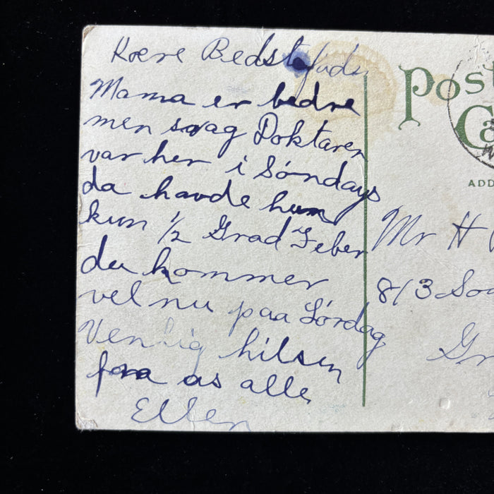 Antique 1915 Postcard Denmark Wisconsin Post Office Man Danish Message Larsen