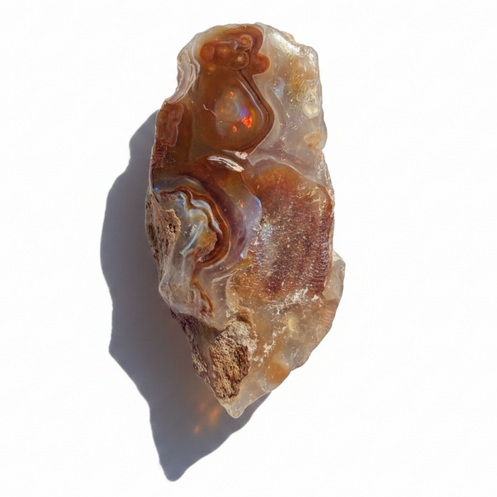 Fire Agate Raw Iridescent Chalcedony Rough Gemstone
